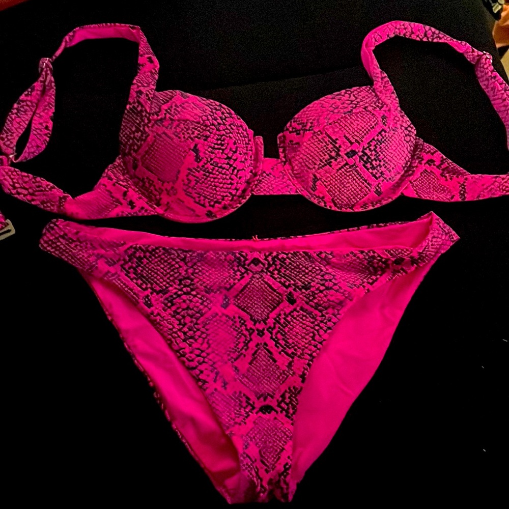 Pink snake print bikini